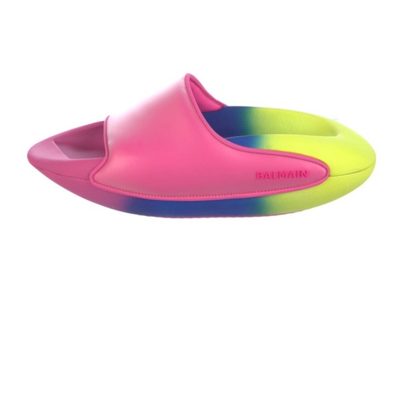 Balmain Pink and Neon Yellow Ombre Slides - Picture 1 of 4